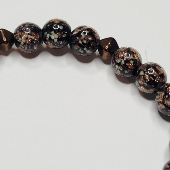 NWT Mens Black Copper Glow In The Dark Firefly Glass Bronze Luster Lucerna Beads - Picture 4 of 9